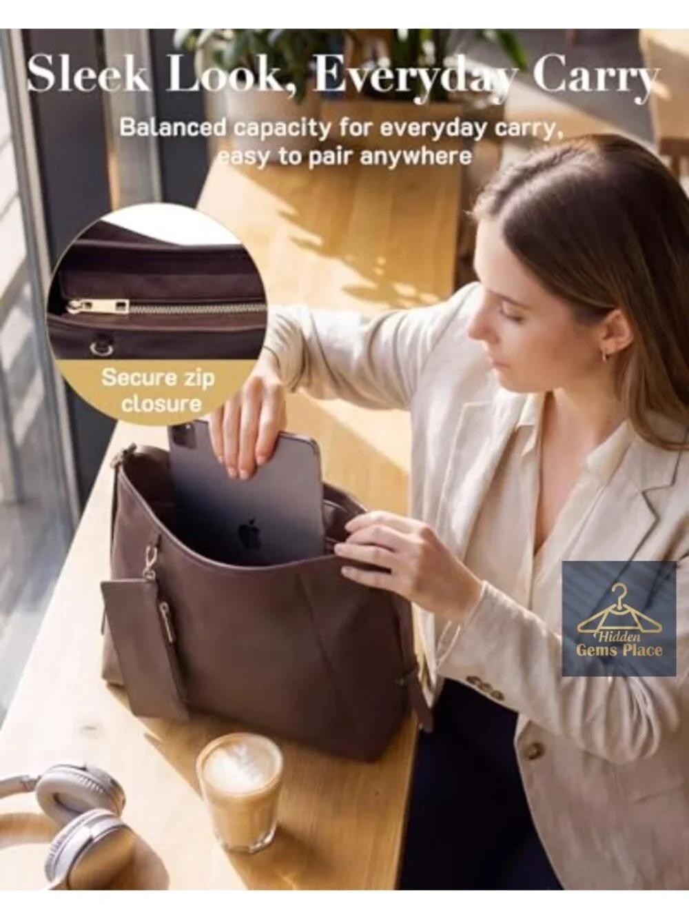 PU Leather Hobo Bag Multi-Pocket Crossbody Shoulder Tote